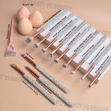 32-piece luxury diamond-encrusted makeup brush set, hairband, hairpin, eyelash comb, beauty egg, and storage bucket, best-selling.
