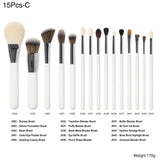 White Wood Handle High End Makeup Brushes Full Set Face Brushes Bling Makeup Brushes with Makeup Bag