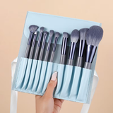 Purple Rabbit 10-Piece Synthetic Hair Makeup Brush Set for Face & Eye Shadow Angular Blush Beginners