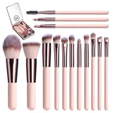 14-piece makeup brush mirror with LED light - USB rechargeable makeup brush set