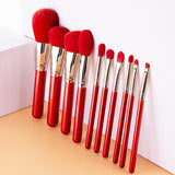 Private Label Red Handle Makeup Brush Set for Christmas Customizable Makeup Tool Kit