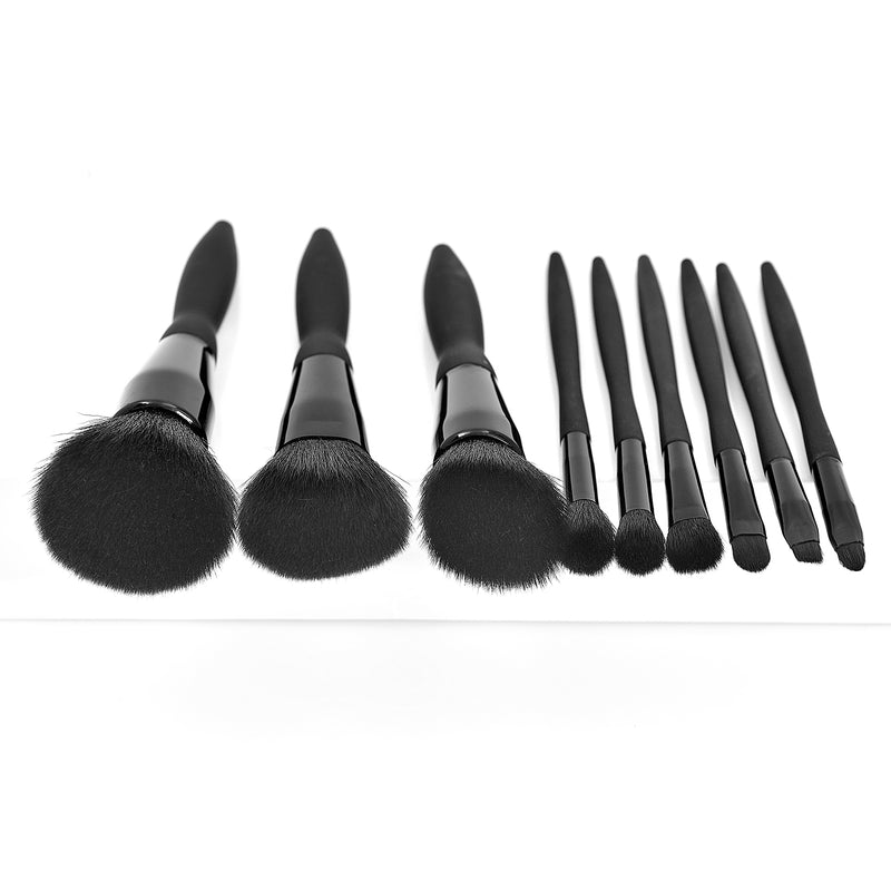 High-End 9pcs Unbranded Makeup Brush Set Private Label Black Barrel Premium Quality Brushes