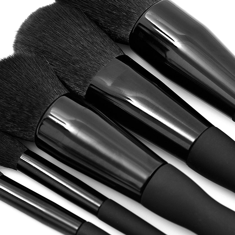 High-End 9pcs Unbranded Makeup Brush Set Private Label Black Barrel Premium Quality Brushes