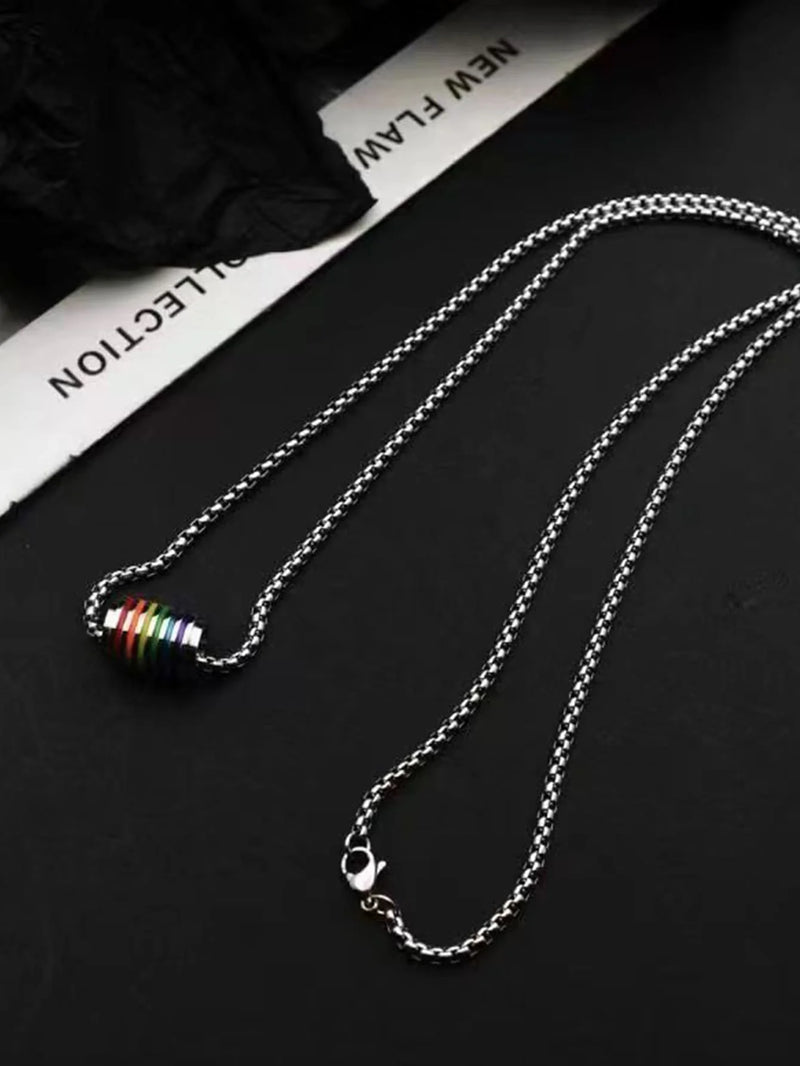 Men's Jewelry 316L Stainless Steel Rainbow Necklace For Men Pendant Tag Lesbian Gay Pride LGBT Jewelry For Women Men