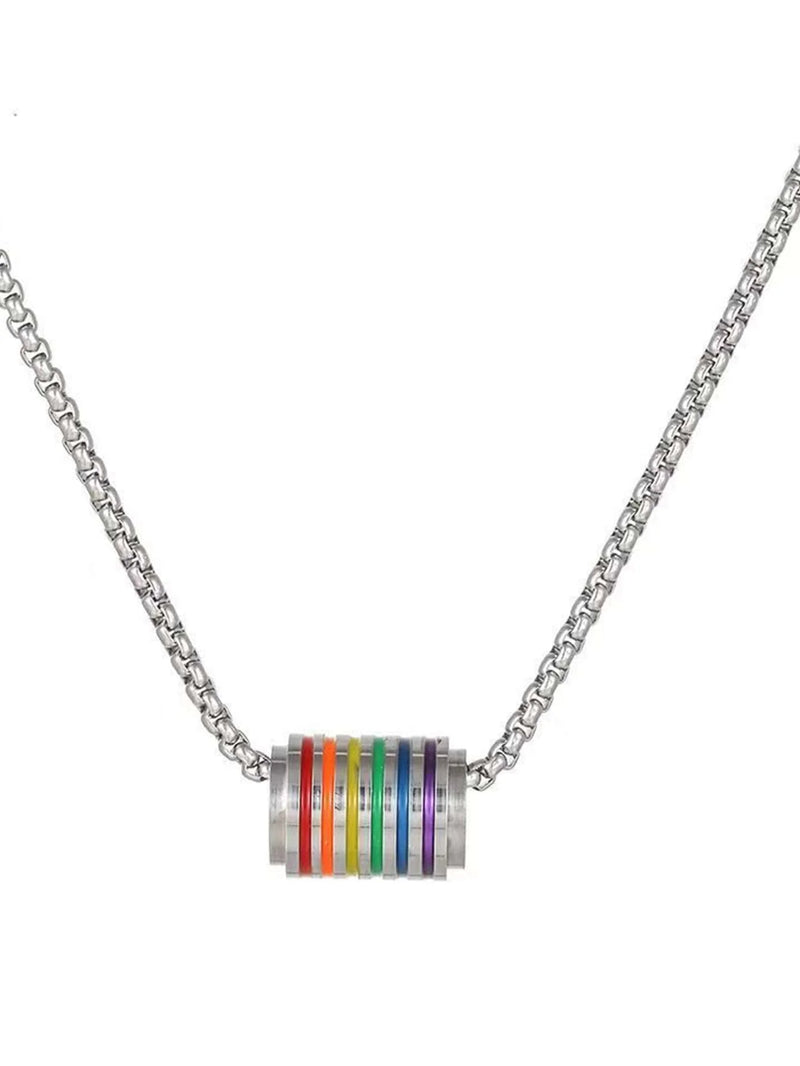 Men's Jewelry 316L Stainless Steel Rainbow Necklace For Men Pendant Tag Lesbian Gay Pride LGBT Jewelry For Women Men