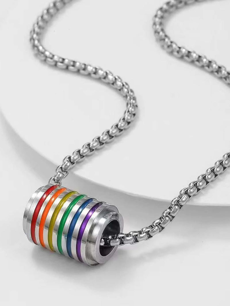 Men's Jewelry 316L Stainless Steel Rainbow Necklace For Men Pendant Tag Lesbian Gay Pride LGBT Jewelry For Women Men