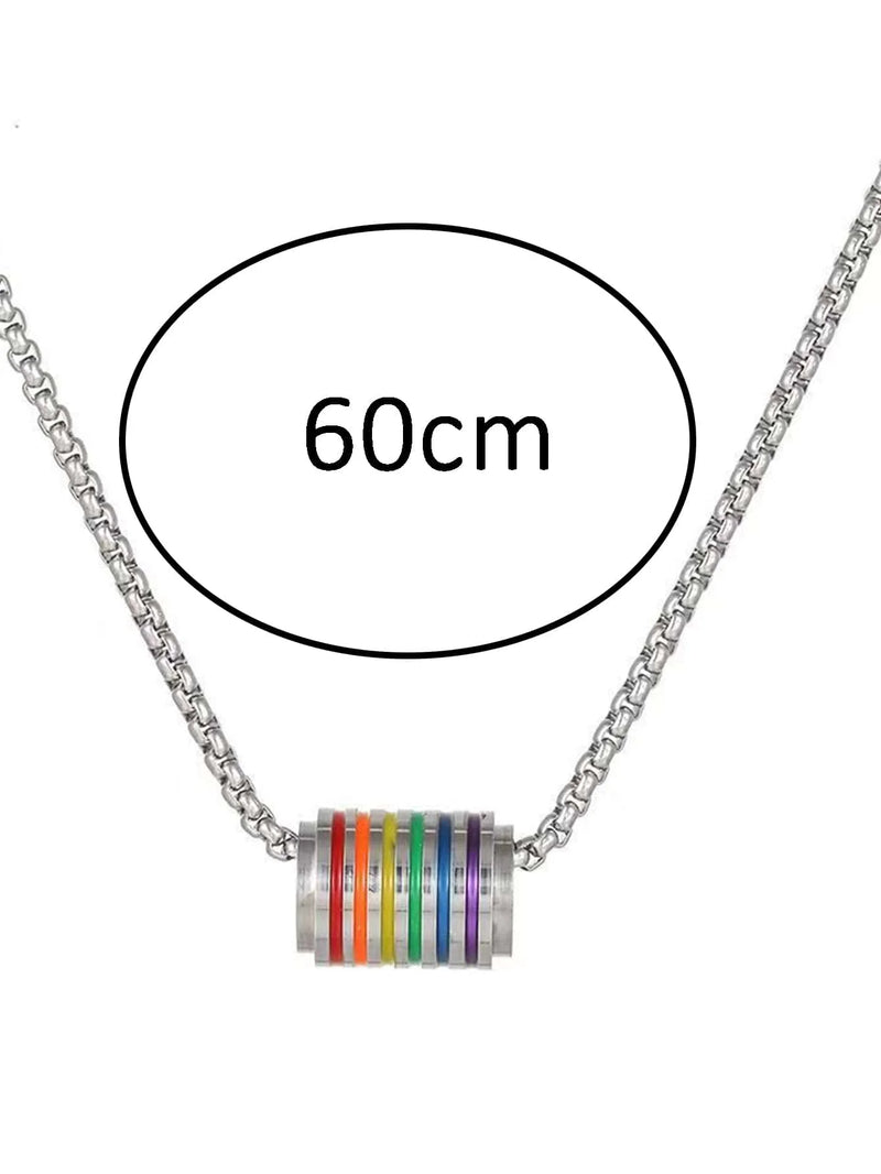 Men's Jewelry 316L Stainless Steel Rainbow Necklace For Men Pendant Tag Lesbian Gay Pride LGBT Jewelry For Women Men