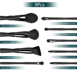 High-End 9pcs Unbranded Makeup Brush Set Private Label Black Barrel Premium Quality Brushes