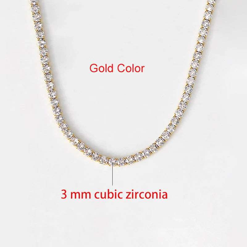 Sexy Choker Iced Out Tennis Chain Necklace For Women Luxury Cubic Zircon Crystal Short Hiphop Neck Accessories Jewelry OHN016