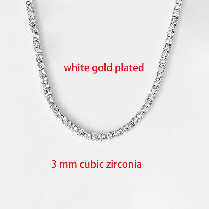 Sexy Choker Iced Out Tennis Chain Necklace For Women Luxury Cubic Zircon Crystal Short Hiphop Neck Accessories Jewelry OHN016