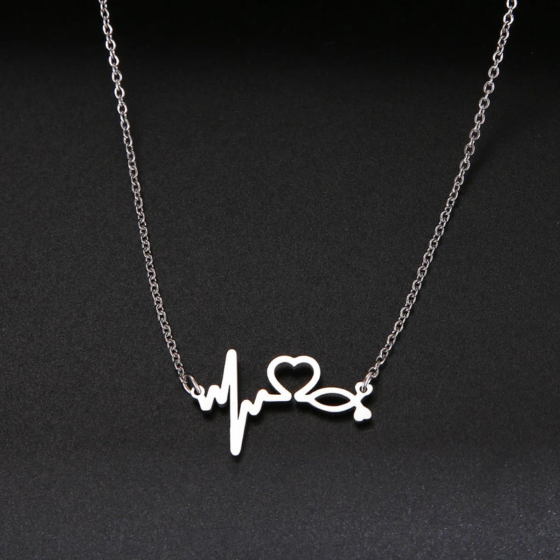 Stethoscope Heartbeat Best Necklace Women Love Heart Stainless Steel Necklaces & Pendants Medical Nurse Doctor Lover Gifts